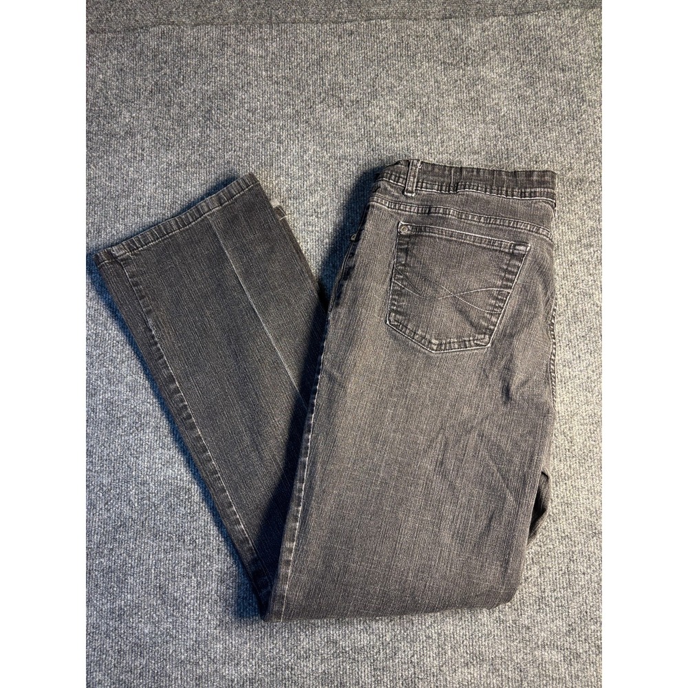Faded Glory Bootcut Jeans Women's 16 Gray Denim Stretch Classic Fit‎ Dark Wash